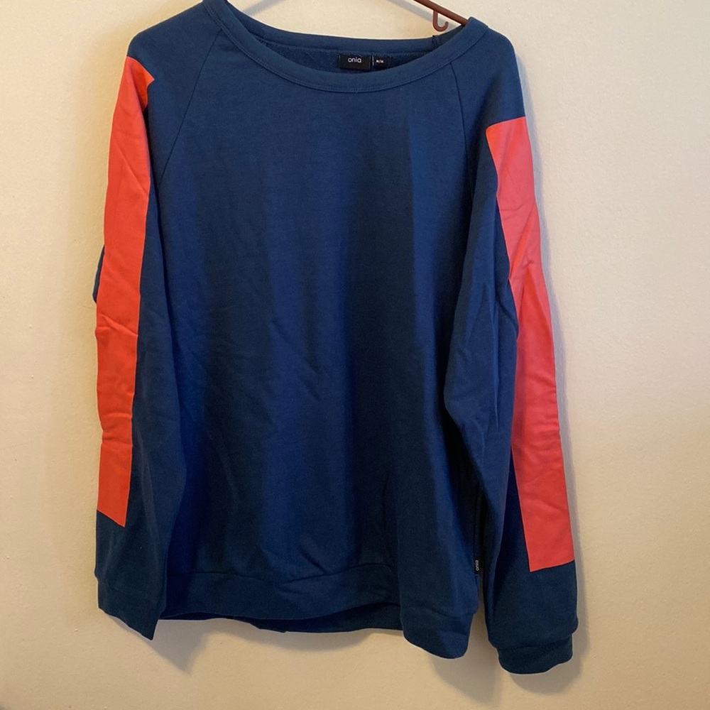 Onia Dave Raglan Crewneck Colorblock Sweatshirt medium